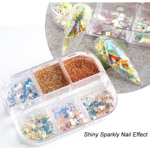 Golden Nail Art Glitter Foil Nail Glitter Sequins Decorations DIY Sparkly Paillette Flakes Nail Nail Supplies For Professionals
