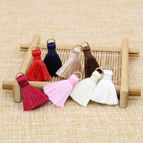 10pcs/lot Colorful 2.5cm Polyester Cotton Mini Tassel Trim DIY Hanging Ring Fringe Tassels for DIY Earring Jewelry Making Craft