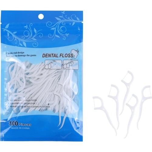 100 Pcs/Lot Disposable Dental Floss Picks Tooth Stick Interdental Brush Dental Flosser For Oral Care Gum and Teeth Cleaning Care