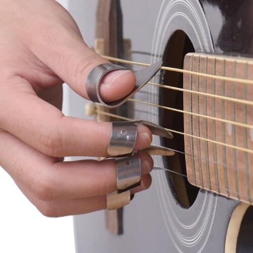 70% Hot Sale 4Pcs Finger Picks Open End Convinent Stainless Steel Stringed Instrument Plectrums for Guitar