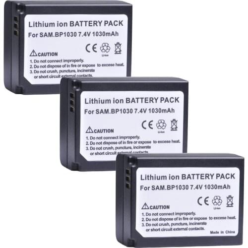 Tectra 3pc BP1030 BP 1030 BP-1030 Batteries for Samsung NX1100 NX-300M NX300 NX500 NX1000 NX200 NX210