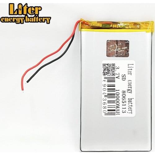 3.7V polymer lithium battery 10000mah 8065113 mobile power charging treasure DIY rechargeable For MP4 GPS Tablet MID Power Bank