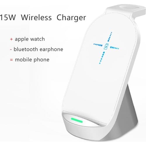 15W Wireless Charging Wireless Charger Fast Charger For Apple Watch 1 2 3 4 5 6 iPhone 12 Airpods 2 Samsung Galaxy Buds Note 20