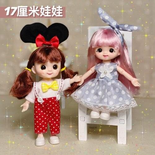 BJD Doll 13 Movable Joints Casual Fashion Princess Clothes Suit Accessories Nude Decoration Multicolor Hair Baby Dolls 16cm