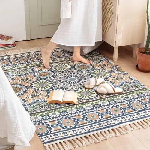 Large Ethnic Style Carpets for Living Room Home Office Hotel Leisure Area Floor Tassels Decor Rug Outdoor Picnic Mat