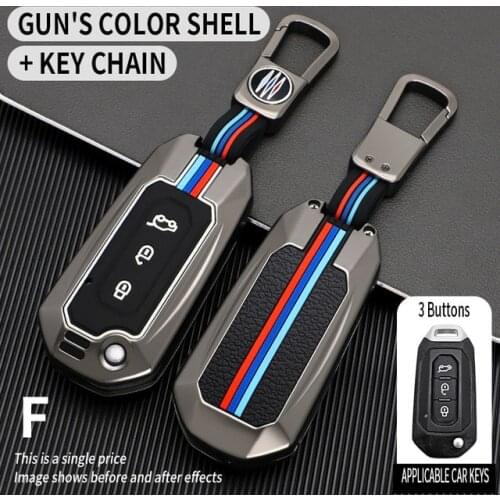 Zinc Alloy Car Key Cover Case Protective Shell For FORD Fusion Fiesta Escort Mondeo Everest Ranger 3Buttons Folding Key keychain