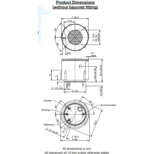 Sulfur Dioxide (SO2 ) Gas Sensor 5SFF CiTiceL AD527-W04