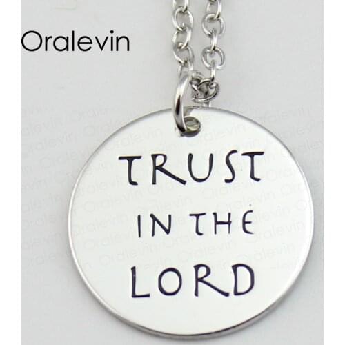TRUST IN THE LORD Engraved Inspirational Pendant Hand Stamped Necklace Gift Jewelry,#LN578