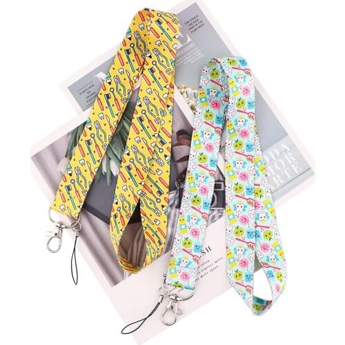 ER1058 Dental Care Toothbrush Key Chain Lanyard Neck Strap For Phone Keys ID Card Lanyards For Dentist Doctor Child