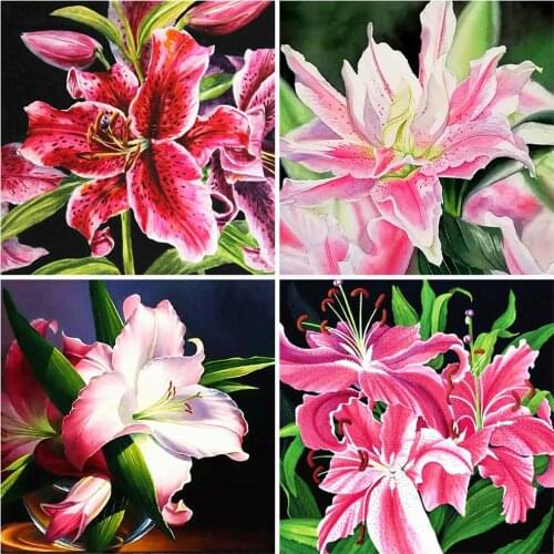 EverShine DIY Diamond Painting Flower Diamond Embroidery Full Drill Square Lily Rhinestones Mosaic Cross Stitch Wall Decor