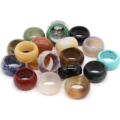 Natural stone rings two kinds of models charm jewelry a diversity of stones trendy gifts for women or girlfriend 12mm width