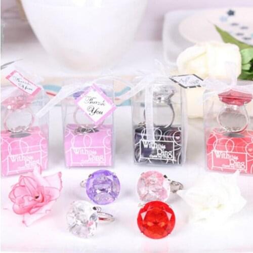 Ring Diamond Keychain White Key Chain Wedding Favors and Party Gifts Free Shipping LX4441