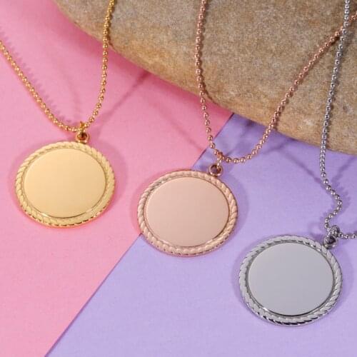 100% Stainless Steel Circle Round Necklace Blank For Engrave Statement Name Metal Disc Necklace Mirror Polished Wholesale 5pcs
