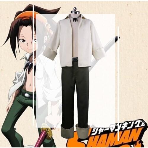 Hot anime Shaman King The Super Star Yoh Asakura Cosplay Costume Shirt Pants Suit for Halloween Fancy Stage Performance Props