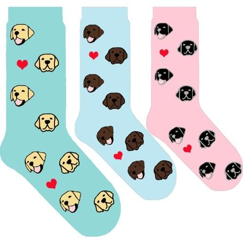 Labrador retriever dog crew socks with cute puppy expression kawaii dog themed gift lab ORIGINAL 50 pair EU 38-44 / EU 35-39