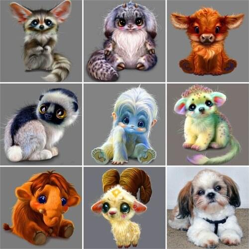 MomoArt 5D Diamond Painting Dog Animal Cross Stitch Set Diamond Embroidery Cartoon Needlework Mosaic DIY Handmade Child Gift