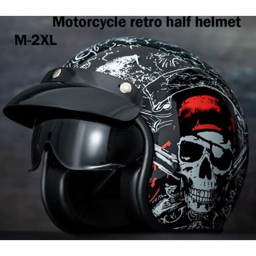 Motorcycle Half-Helmet Retro Helmet 4 Season with Endoscope Bubble Mirror Moto Bicycle Enduro Mtb Motocross Helmet