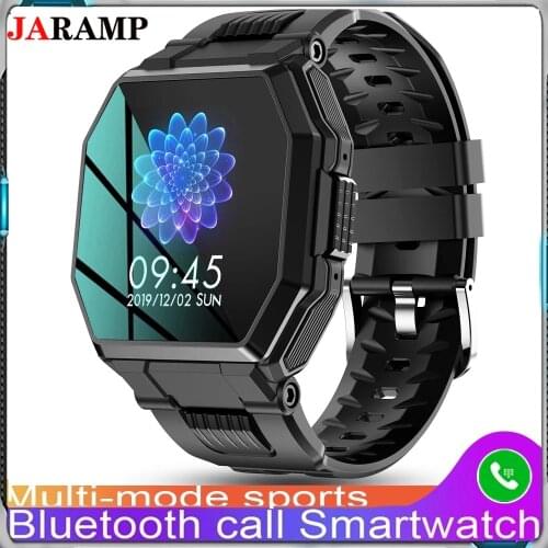 2021 Luxury military sport Mens Smart watch Men Full screen touch Blood pressure Heart rate monitor Bluetooth call smartwatch