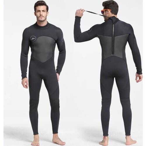 Mens 5mm Black Wetsuit for Scuba Diving Back Zip Fullsuit Jumpsuit Thermal Wet suit