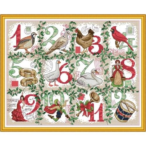 Christmas 12th cross stitch kit aida 14ct 11ct count printed canvas stitches embroidery DIY handmade needlework