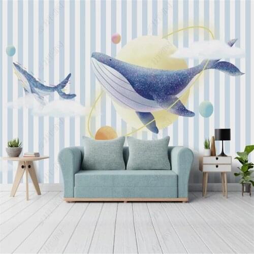 Custom 3D wallpaper mural cartoon whale cloud kids room living room bedroom background wall decoration painting wallpaper