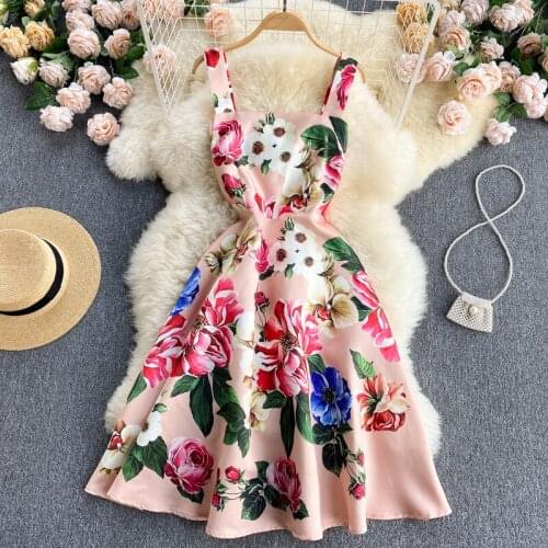 Retro printing elegant temperament womens 2021 new skirt high-end dress