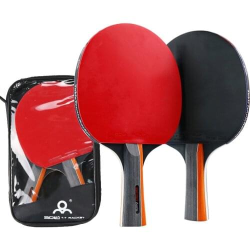 2021 New 1Pair Table Tennis Racket Set Professional Rubber Carbon Pingpong Racket Short Long Handle Table Tennis Training Paddle