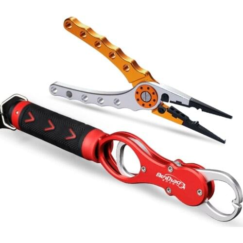 Fish Grip Portable Stainless Steel Fishing Gripper Grab Carp Tackle Tools Multifunctional Belt Scale Fishing Pliers