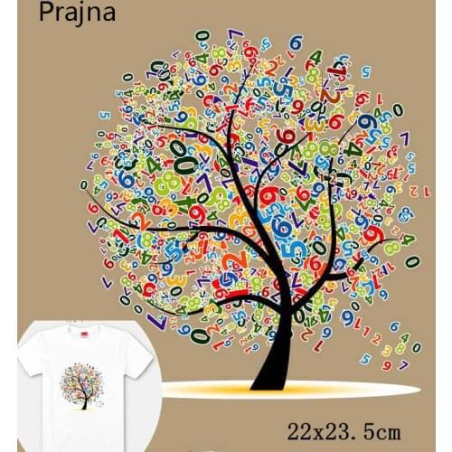 Prajna Tree Number India Patch DIY Girls T-shirt Sweater Heat Transfer Patch For Clothes Iron Printing By Household Iron A