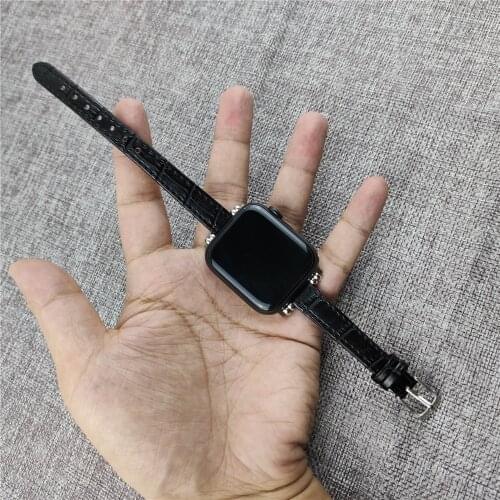 Slim correa for apple watch strap SE 6 5 4 40mm 44mm 3 38mm 42mm band thin leather belt for iwatch se bracelet women girls bands