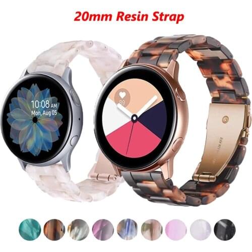 Resin Wrist Straps For Samsung Galaxy Watch 3 41 42mm Active 2 40 44mm 20mm Watchband Replacement Huawei GT2 42 Watch Bracelet