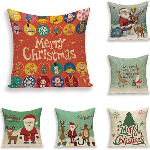 Christmas Pillowcase Decorative Cushions For Sofa Cushion Cover Custom Santa Claus Elk Covers For Cushions Pillow Decorate