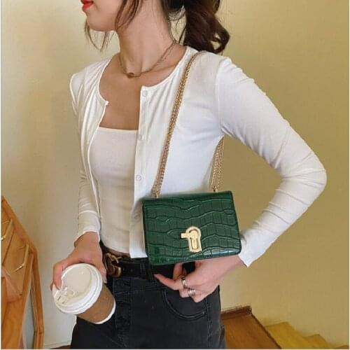 Female Crossbody Bag Fashion Stone Pattern Pu Leather Bags For Women Chain Solid Buckle Mini Messenger Square Bag Сумка Женская