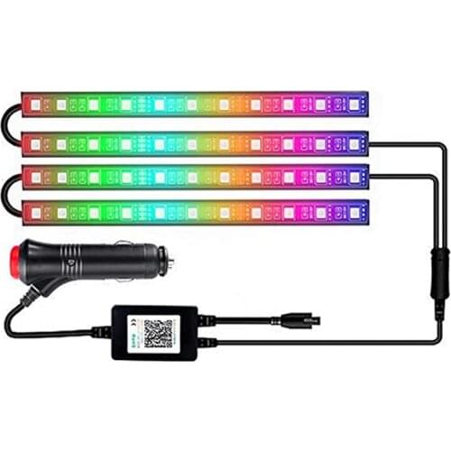 Interior Car Lights,12 LED Car LED Strip Light,Car Led Interior Lights, Bluetooth APP Control,Multi DIY Colour Music