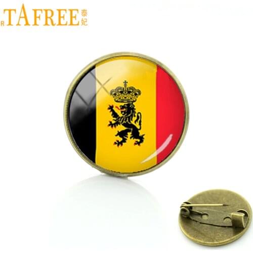 TAFREE Belgium State Flag art brooches pin Best Deals Ever team logo badges Exquisite Classic Mens Sports brooch jewelry T256