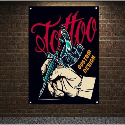 Tattoo Tools Posters Banners Wall Hanging Ornaments Skull Art Flags Bar Cafe Home Decor Wall Sticker Tapestry Canvas Painting