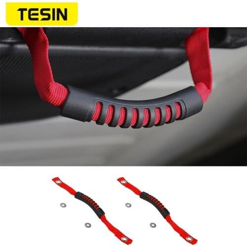 TESIN Armrests Universal 2Pcs Grab Handles with hole and O Gaskets for Jeep Wrangler jl jk tj 1997-2018+ Car Accessories