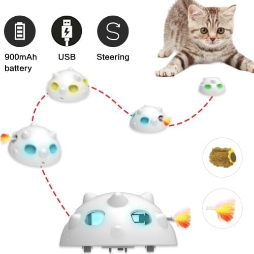 Smart Cat Interactive Motion Cat Teaser Stick Feather Toy Electronic LED Random Moving Feather Irregular Movement of Toys Cats