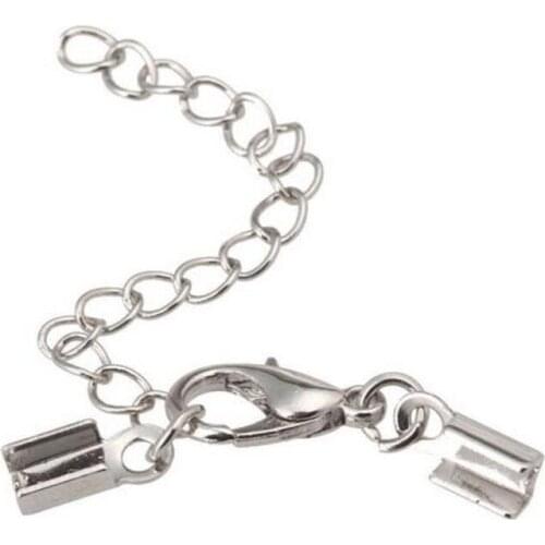 Vintage Silver Lobster Clasp Toggle Tail Extender Chain Crimp End Caps For Bracelet Necklace DIY Jewelry Findings 100 Set H211