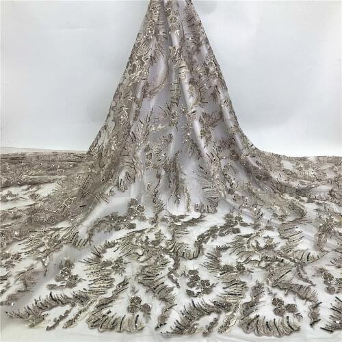 High Quality African Tulle Lace Fabric Handmade Beads Laces Fabrics Nigerian Bridal Lace Fabric French Net Mesh Lace Z0565
