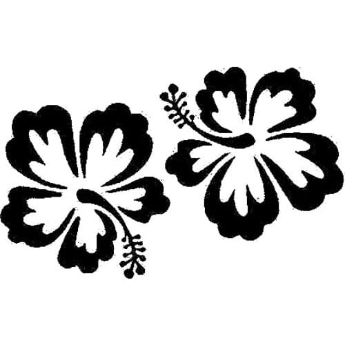 13.3*8.3CM Beautiful Hibiscus Flower Car Stickers Cartoon Vinyl Car Decorative Accessories Black/Silver C7-1220
