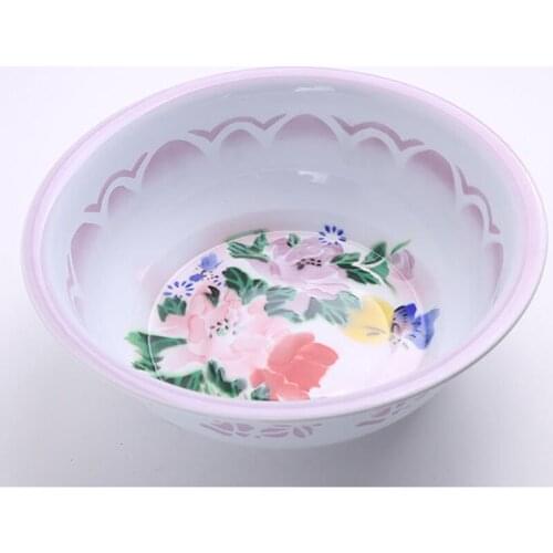 36cm Vintage Style Enamel Bowl Basin High Capacity Family Restaurant Kitchen Food Container Gift With Chinese Traditional Totems