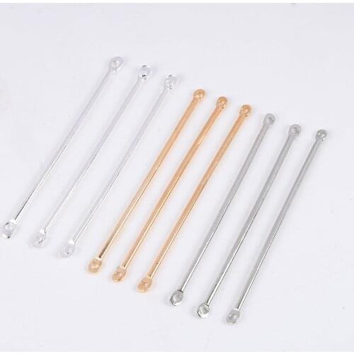 50Pcs/Lot 15-40mm Double Head Hole Cylinder Bar Earrings Connecting For Jewelry Making Supplies Earring Findings DIY Accessories