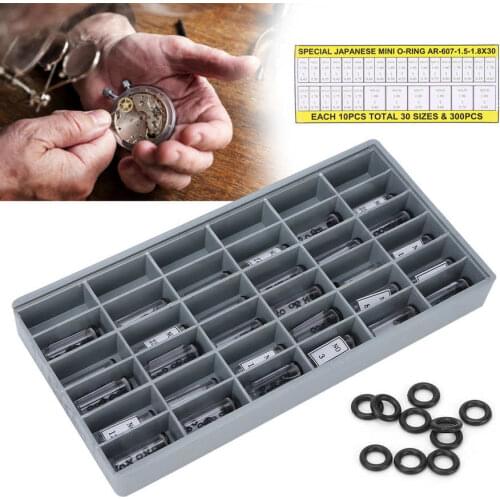 AR-607-1.5x1.8mm Soft RWrist Watch Crown O-Ring Watch Waterproof Seals Accessories With 30pcs Waterproof Ring Capsule Black