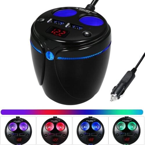 Car Charger Auto Cigarette Lighter Adapter with 2 USB Ports Digital Display Screen Car Styling Charger Adapter Accessories