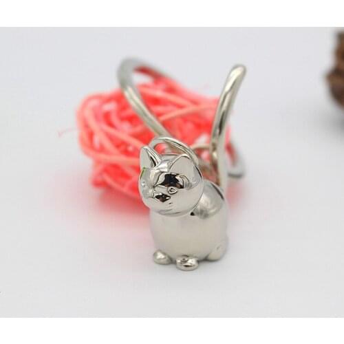FREE SHIPPING BY DHL 100pcs/lot 2019 Newest Metal 3D Solid Cat Keychains Mini Zinc Alloy Cat Keyrings Business Gifts