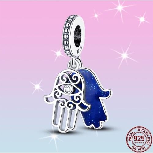 HOT SALE 100% 925 Sterling Silver Eye Palm Demon Charm Beads Fit Original Pandora Bracelet Pendant Necklace Jewelry