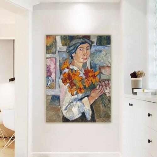 Citon Natalia Goncharova《Self-Portrait,1907》Canvas Oil Painting Artwork Poster Decorative Picture Wall Decor Home Decoration