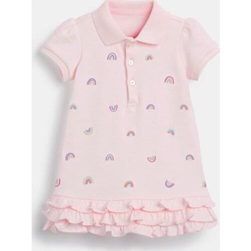 Childrens Dress Summer New Childrens Clothing Cartoon Casual Rainbow Girls Dress Cotton Knitted Childrens Skirt Dresses