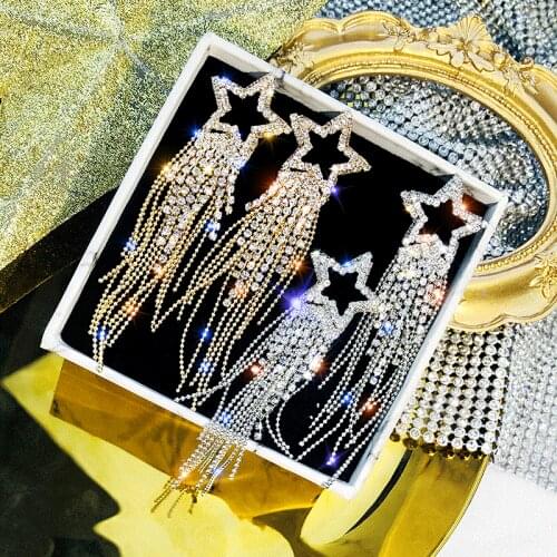 Exknl Long Tassel Earrings Women Female Party Fashion Big Wedding Star Round Drop Earrings Jewelry Triangle Earrings 2020 New